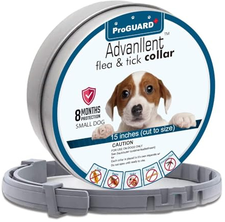 Advanllent Flea Collar for Dogs, Flea and Tick Collars for Small Dogs, 15.5inch, 8 Month Protection (1 Pack), Gray