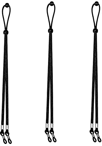 SECALIFE 3Pcs Eyeglasses Straps Chain, Lanyard Glasses Chain Strap, Sunglasses String Cord, Eyeglass Holder Chain, PU Leather Non-Slip Spectacles Cord Retainer Lanyard (black)