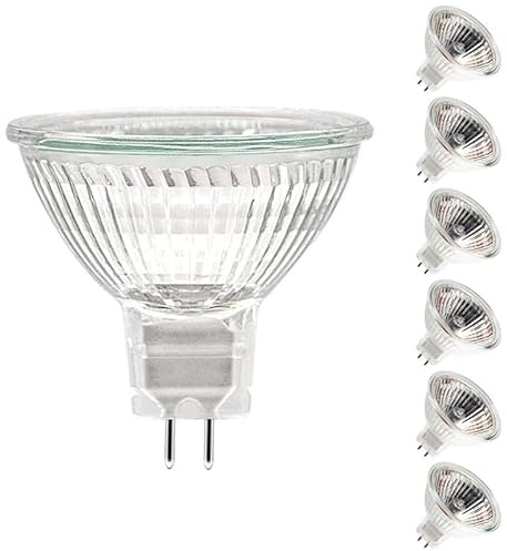 ETUOLMP MR16 Halogen Bulb 50W 12V, Durable 6 Packs High Output Halogen Light Bulbs 2 pin GU5.3 Base for Landscape Lights, Track Lights, Fiber Optics, Desk Lamps, Dimmable, 2700K Warm White
