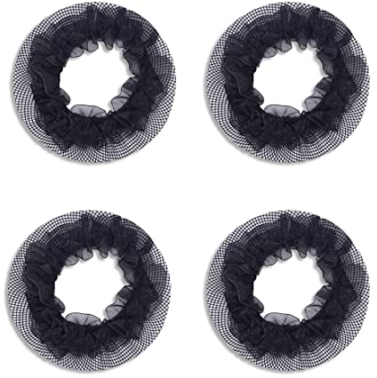 Reti per Capelli, 4 Pezzi Reti per Capelli Danza, Reti per Capelli Invisibili, Reti per Capelli Stretch, Retina per Capelli, Reti per Capelli, per Balletto, Danza, Infermiera e Così（Nero）