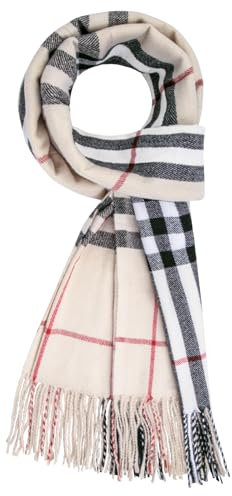 Herren Lange Winterschal - Tartan Warm und Weich - Kariert Braun Schwarz für Damen und Herren