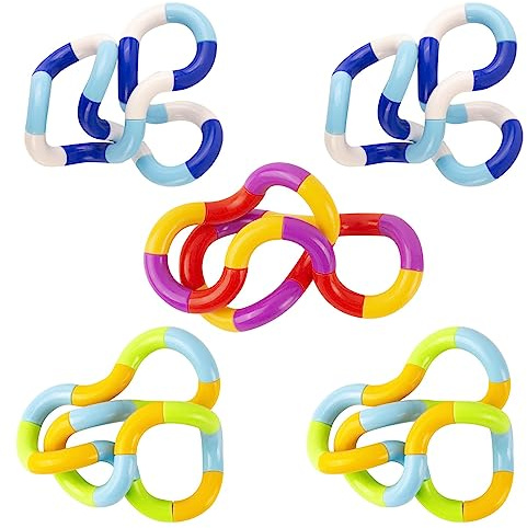 GWAWG 5 PCS Tangle Fidget Toy Twisty Toy Serpent Toys DéCompression Stress Relief Stim Silent pour Enfants et Adultes