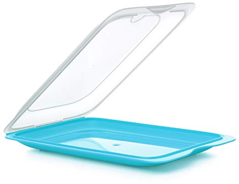 TATAY Aufschnittboxen für Kühlschrank | 3er Set Standard | Frischhaltedosen mit Deckel, Stapelbar | Geeignet für Gefrierschrank, Mikrowelle und Spülmaschine | BPA-frei, 17x3,2x25,2 cm, Blau