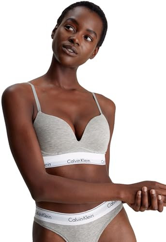 Calvin Klein Damen Push-Up BH Plunge mit Bügel, Grau (Grey Heather), 80A