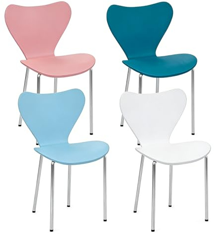 Rcynview Sedie Sala da Pranzo 4pezzi,Sedie Cucina Moderne con Gambe in Metallo,Sedia Polipropilene Senza Braccia di Design per il Massimo Comfort,per Sala da Pranzo,Soggiorno,Cucina,Multicolore,82 cm