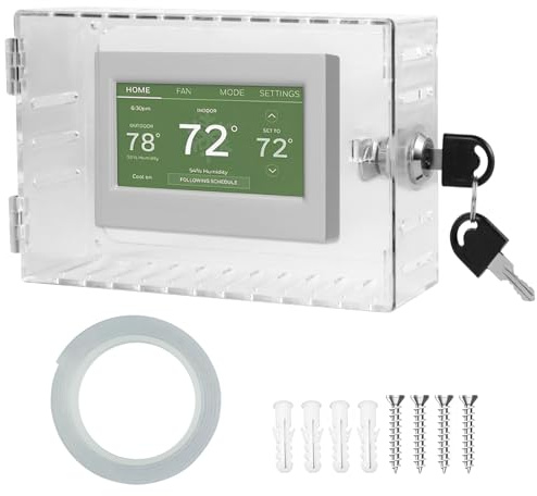 Thermostat Lock Box with 2 Keys - Universal Acrylic Protective Cover Guard Box Wall Mounted for Restaurants, Wall AC Panel, School