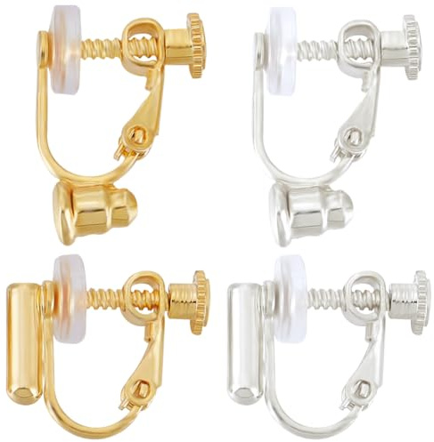Beebeecraft 16 pièces convertisseurs de Boucles D'Oreilles à Clipser à Vis | Plaqué Or 18 carats et 925 en Argent Sterling Vis de Boucles D'Oreilles à Clipser Non Percées Composants pour Bijoux