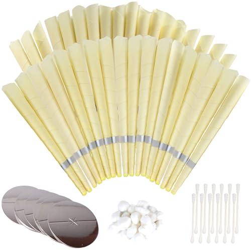 OYACH 36 Stück Ohrkerzen Ohrenkerzen zur reinigung (ohne duft), Ungiftige Natürliche Bienenwachs Ohrenkerzen Ohrkerze mit Filter Ohrenschutz Zum Entspannen für Frau,Männer (36 Stück,18 Schutzscheiben)