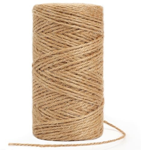 tenn well 2mm Jute Garden String, 100m Natural Jute Twine Brown String for Gift Wrapping, Gardening Floristry and Crafts Decoration