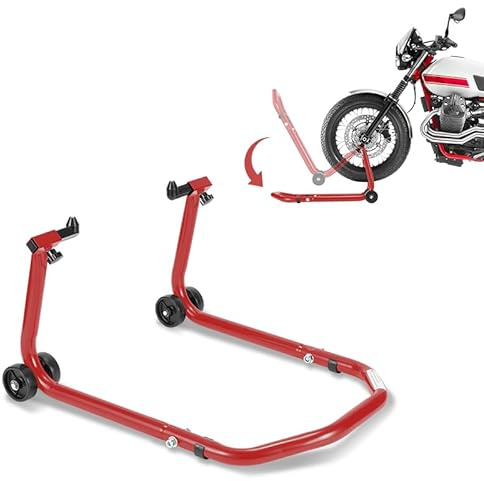 Peviasot Support de montage avant, support pour moto, lève-moto, support de montage avant en acier, réglable en largeur, pour l'entretien/montage de motos jusqu'à 300 kg, Rouge