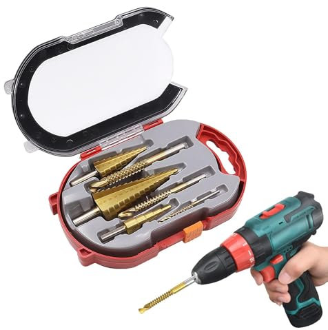 Jeu de forets étagés, jeu de forets étagés métriques | Forets étagés avec revêtement en titane pour le perçage de trous - Lot de 6, convient à la plupart des perceuses électriques, forets dentelés