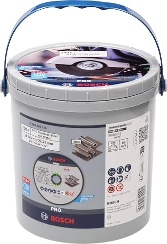 Bosch Lot de 100 disques à tronçonner PRO Stainless Steel and Metal Long Life (pour acier, acier inoxydable, Ø 125 mm, accessoires professionnels petite meuleuse d'angle)