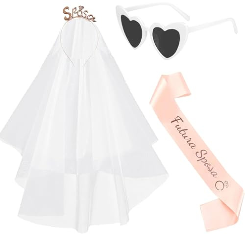 Gadget Addio al Nubilato Tiara Sposa con Velo Fascia Futura Sposa