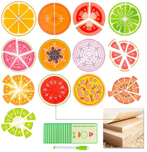 KUKUTrue Juguetes Montessori 5 6 7 8 9, Juego Niño 5 Años, Montessori 5 Años, Juguetes Educativos, Motricidad Fina, Aprender Las Fracciones, Regalo Niño Niña 5-9