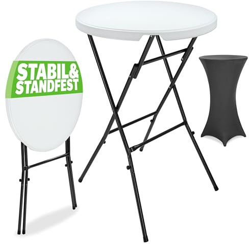 Casaria® Stehtisch mit Husse Anthrazit 72cm Set Klappbar Bistrotisch Rund 110cm Hoch Outdoor Klapptisch Wetterfest Garten Partytisch Bartisch Hochzeit