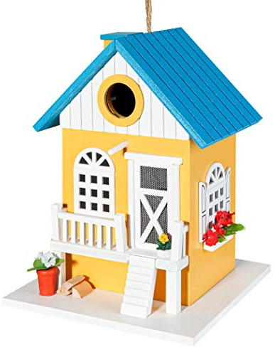 CARTMAN Colorful Hanging Wooden Birdhouse Feeder