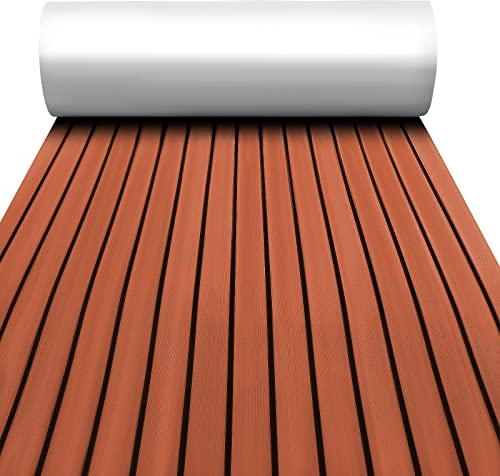 TOOGOU Eva Foam rutschfeste Marine-Bodenbelag Terrassenmatte Rückseite mit 3M-Kleber, synthetische Teak-Decks für Boote, Kajak (Dunkelbraun)