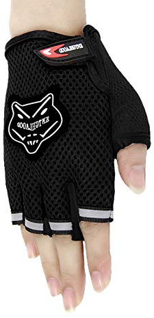 Faxianther Kids Child Mesh Cycling Gloves Girls Boys Breathable Adjustable Half Finger Roller Skating Cycle Gloves Mittens Summer Short Sports Gloves for Road Bicycle Skateboard Biking Climbing