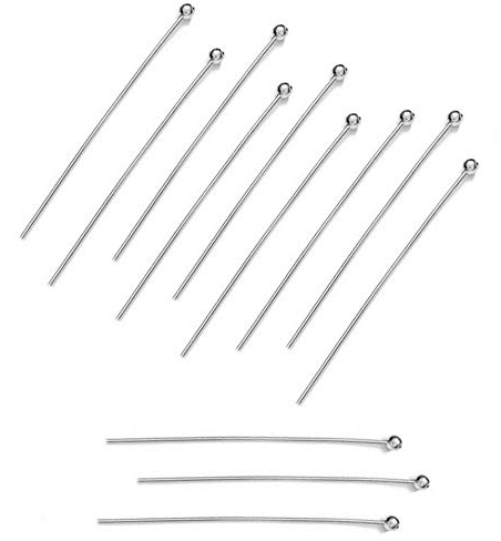 My-Bead 10 Stück Kettelstifte Nietstifte 925 Sterling Silber 50mm x 0,5mm Kopf Ø 1,8mm für Ohrhänger Juweliers- Qualität DIY