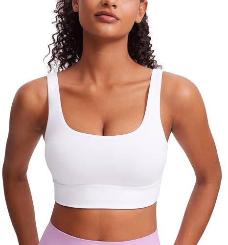 CRZ YOGA Donna Butterluxe Reggiseno Sportivo con Schiena a U - Basso Impatto Yoga Fitness Imbottito Top Bianco S