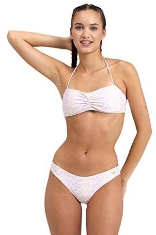 Arena Allover Bandeau Bikini Femme, Maillot de Bain avec Tissu Extensible Recyclé et Séchage Rapide, Maillot de Bain Femme avec Bonnets Amovibles et Haut à Nouer
