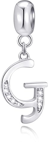 26 bokstavsberlocker, initialen A-Z, alfabetshänge, pärlor lämplig för europeiskt armband, gör-det-själv 925 sterlingsilver, bokstavsberlocker, hängen med CZ berlocker, gåvor för mors dag, familj