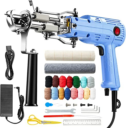 Tufting Gun 2 en 1, Aomdom Pistola Tufting Gun 5-40 pasos/S Pistola de tufting eléctrica Maquina Alfombra 7-21 mm Pistola Alfombra para Artesanía Alfombra, Ropa DIY Regalo