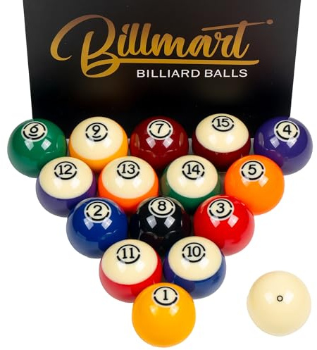 Billmart Premium Billiard Balls Pool Table Accessories 2-1/4 Regulation Size 16 Pool Balls Billiard Set