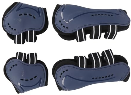 4PCS Horse Boots, Protective Horse Tendon Boots, Adjustable Open Front Fetlock Boot Breathable Protective Horse Jumping Tendon Boots Blue Set of 4(L)