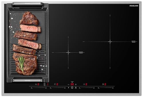 GASLAND IH774BFB Plaque de Cuisson Induction encastrable 77 cm, 4 foyers avec cadre en inox, zone spéciale BBQ, PowerBoost, 7000W (Poêle non incluse)
