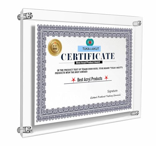 TUKA-i-AKUT Acryl Wand Bilderrahmen für A3 Flyer, Doppelte Acryl Panel Kristallklar, Wandhalter Büroschild Fotorahmen Display Rahmen für Familienfoto Zertifikat Poster, UV-Schutz, TKD9402-A3-1x