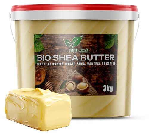 Manteca de karité sin refinar, cubo orgánico premium – amasado a mano vegano TOP (3 kg)