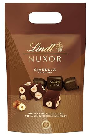 Lindt NUXOR Beutel Feinherb XXL | 700g Beutel | Cremige Gianduja Schokolade (Vollmilch und Feinherb) mit ganzen, gerösteten Haselnüssen | Pralinen Geschenk | Schokoladengeschenk