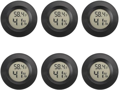 Mini Hygrometer Digital Thermometer Humidity Meter 6 Pack Hygrometer Thermometers Indoor/Outdoor Humidity Monitor Reptile Thermometer for Greenhouse Garden Cellar Fahrenheit(℉)/ Celsius(℃)