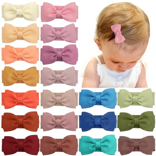 Barrettes à cheveux à clipser pour bébé fille - Mini nœud - Antidérapantes - Pour les tout-petits - Cheveux fins - ColorB-20 pièces