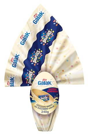 GALAK Uovo di Pasqua 2026 Cioccolato Bianco con Sorpresa e Mini SMARTIES 240g
