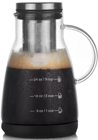 Cenei 960ml Macchina per caffè e tè A Doppio Uso, Bricco per Ghiaccio in Vetro per caffè Espresso con Filtro, Bricco in Vetro per Uso Domestico