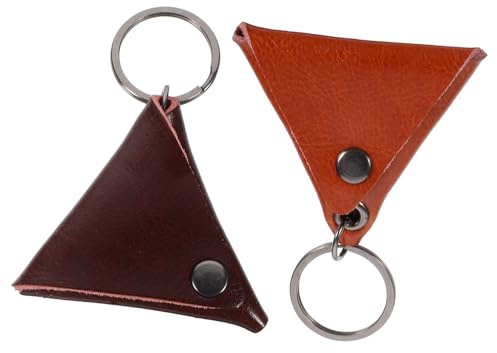 SUPVOX Bolsas para Púas De Guitarra De Cuero 2 Piezas, Porta Púas Portátil Llavero, Organizador Compacto para Guitarra Eléctrica y Ukelele, Resistente y Ligero, Color Marrón Oscuro y Naranja
