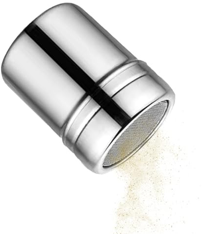 Spargitore per farina, spargitore per zucchero a velo, spargitore in polvere, saliera per caffè, spargitore in polvere in acciaio, struttura stabile per zucchero, sale, spezie e