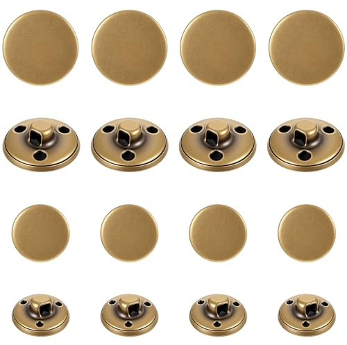 16pcs Metal Blazer Button Set, 15mm 20mm Round Metal Sewing Button Brass Vintage Shank Buttons for Men Women Gold Brass Buttons for Blazer Suits Coat Jacket Uniform