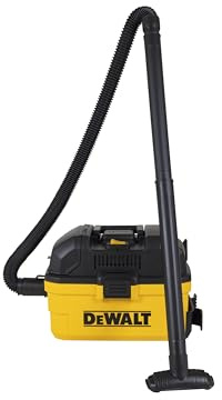 DEWALT TOOLBOX 15L WET/DRY VAC, small and compact, toolbox-style design incorporates rugged, plastic casing and flip-up handle