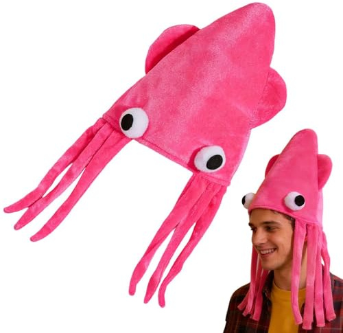 Genérico Gorros Divertidos para Niños - Gorro de Disfraz de Calamar Transpirable - Sombrero de Animal Marino | para Halloween, Navidad, Cumpleaños, Fotografía, Niños, Adultos, Chicos, Chicas