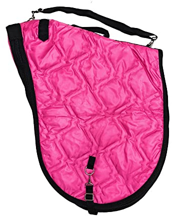 AJ Tack English Padded Saddle Carrier, Water-Resistant 420D Nylon Saddle Bag with Full Zipper Enclosure, Interior Securing Straps, Adjustable Shoulder Strap, Fits Most English Saddles, Hot Pink