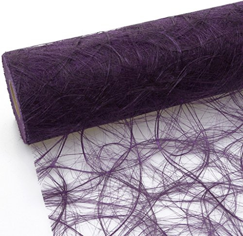SIZOWEB Table Runner/25 m Roll + 100 Free Decorative Diamonds, Polyester, Aubergine, 30cm Breite