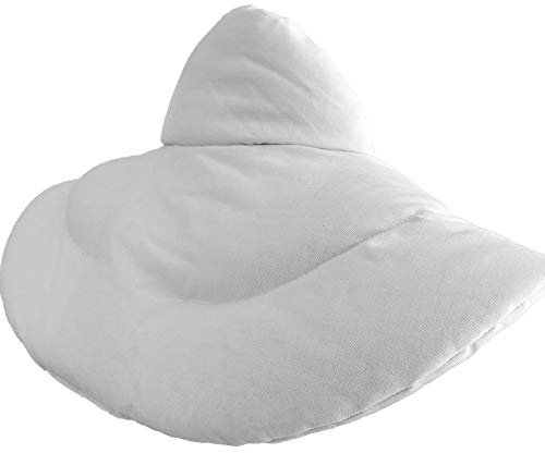 Cojín cervical de calor con cuello. blanco. Almohada térmica con huesos de cerezas. Cojín de nuca. Saco térmico de semillas