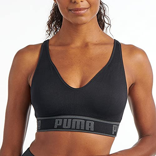PUMA Seamless Sports Bra Sujetador Deportivo, Opaco, Negro Black, S para Mujer