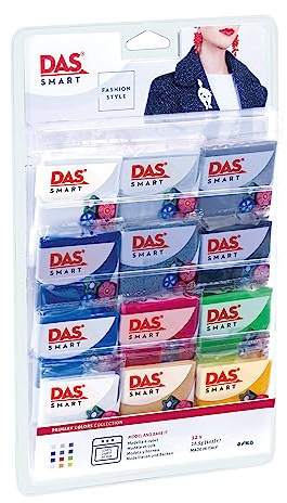 DAS Smart ugnsbakningsmodellering 28 g lera, modestil primära färger samling, 12 stycken, perfekt för proffs och hobbyister