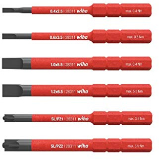 Wiha 42213 Bit Set slimBit electric Schlitz, Plusminus/Pozidriv 6-tlg. In Box Bitsatz, Rot