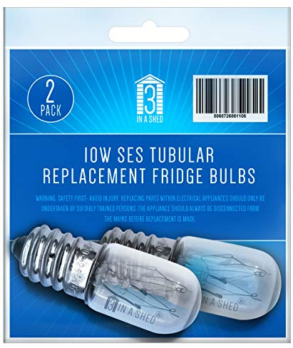 3 In A Shed 2 X 10 WATT Universal Fridge Lamp Bulb with SES E14 Fitting Thread