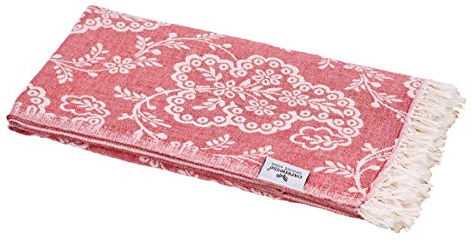 Carenesse Jacquard Hamamtuch Paisley 90 x 175 cm rot I Edles Hamam Handtuch 100% saugfähige Baumwolle mit hochwertiger Webung I Pestemal/Fouta weich & zart I Leichtes Hamam Strandtuch kompakt